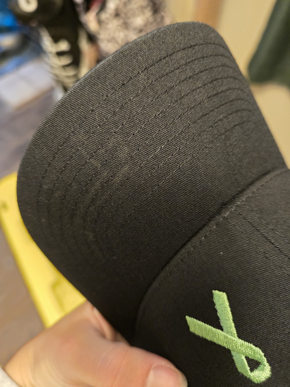 Black Trucker Cap with Lymphoma Green Awareness Ribbon - Picture 4 of 8